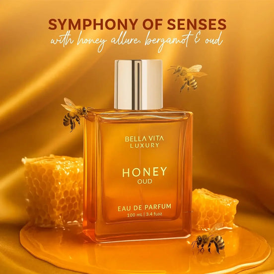 BellaVita Luxury Honey Oud Eau de Parfum – 100ml | Warm Amber Vanilla Unisex Fragrance