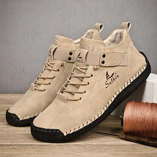 Zapatillas casuales de cuero hechas a mano - Botines transpirables para hombre