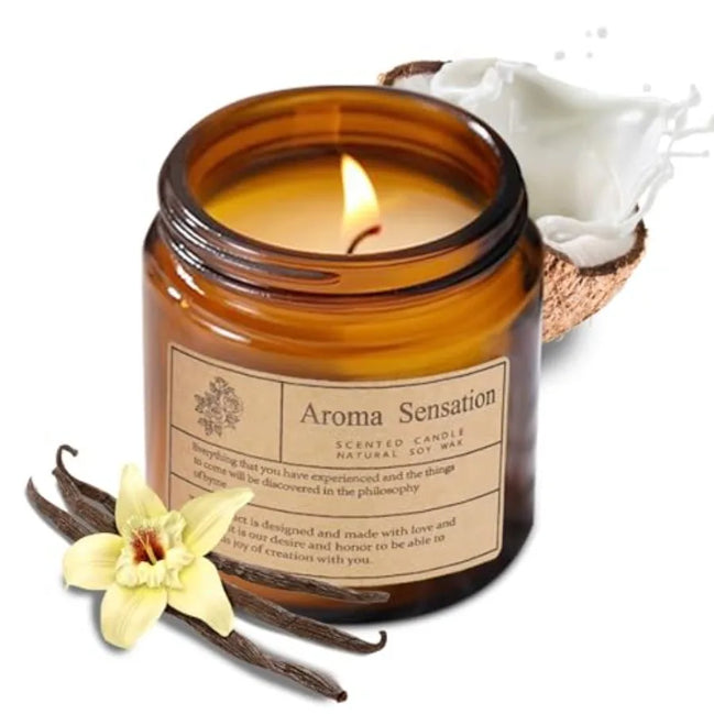 Organic Coconut Vanilla Soy Candle – 7oz | Non-Toxic | Stress Relief & Meditation